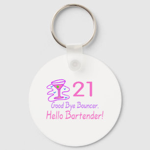 21 Good Bye Bouncer Hello Bartender (Pink) Key Ring