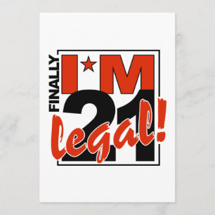 21 & LEGAL invitation, customise Invitation