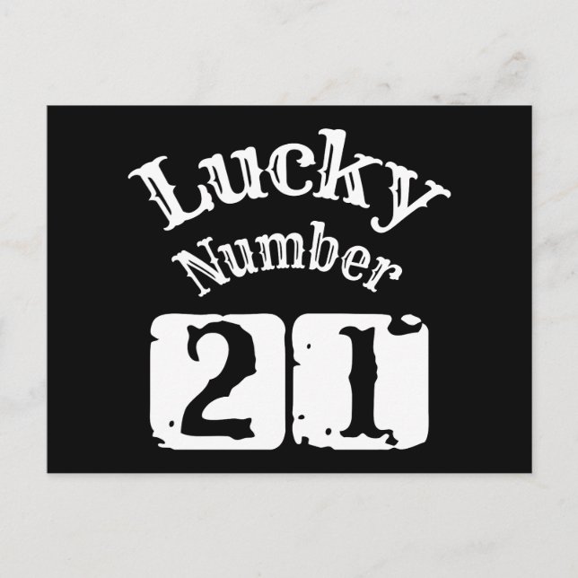 21 - Lucky Number 21 Luck Postcard (Front)