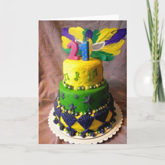 21 Mardi Gras Cake Card (Front)