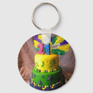 21 Mardi Gras Cake Key Ring