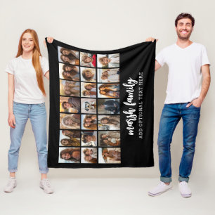 21 Photo Collage - 3 rows 7 columns - black Fleece Blanket