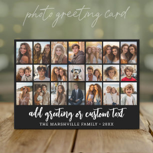 21 Photo Collage - 3 rows 7 columns - black Holiday Card