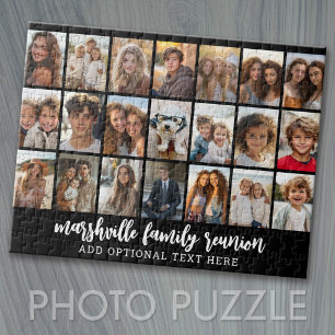 21 Photo Collage - 3 rows 7 columns - black Jigsaw Puzzle