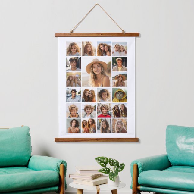 21 Photo Collage - with One Pic Highlighted Hanging Tapestry (Living Room)