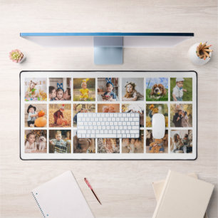 21 Photo Gallery Personalised White Desk Mat