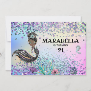 *~* 21 Rainbow Mermaid LUXE Birthday Party Invitation