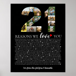 21 reasons why we love you 21st 70th birthday 60th poster