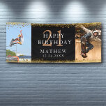 21 st Birthday Black & Gold Sparkle Party Banner<br><div class="desc">Elevate your celebration with this chic black and gold party banner! Featuring a glamourous gold glitter edge and a customisable two-photo template, this banner is perfect for any milestone event. Personalise the text and photos to reflect the guest of honour’s age or theme, adding a luxurious and unique touch to...</div>