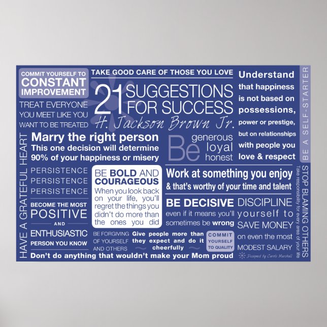 21 Suggestions for Success - Blue Poster (Front)
