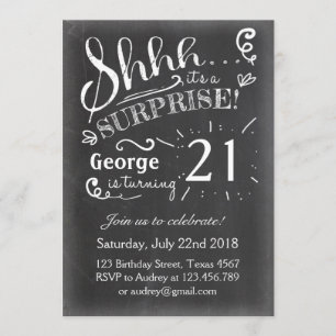 21 Surprise birthday invitation Chalkboard Rustic