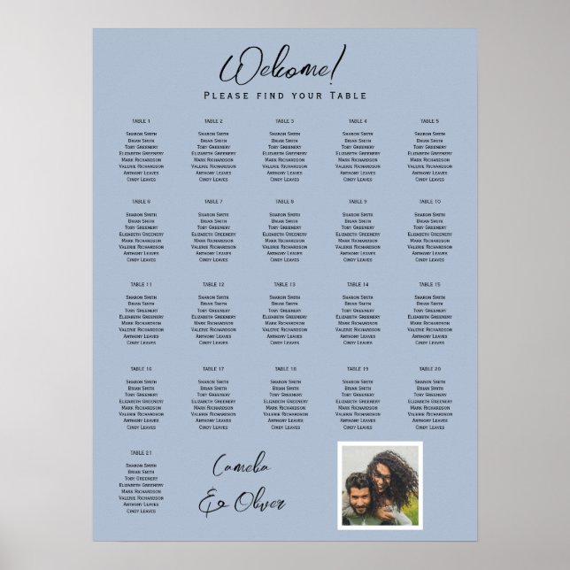 21 Table Dusty Blue PHOTO SEATING Chart (Front)