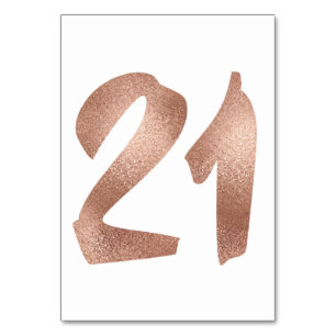 21 Table  Number White Metallic Pink Rose Gold