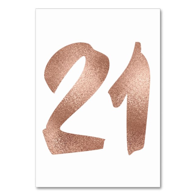 21 Table  Number White Metallic Pink Rose Gold (Front)