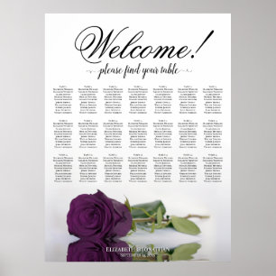 21 Table Plum Purple Rose Wedding Seating Chart