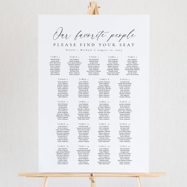 21 Tables Favourite People Acrylic Seating Chart (Creator Uploaded)