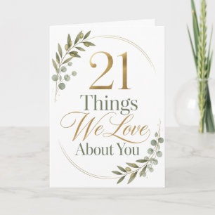 21 Things We Love About You 21st Birthday Gift Card