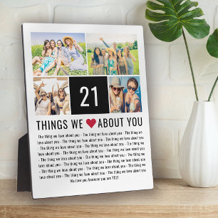 21 Things We Love About You 21st Birthday Plaque