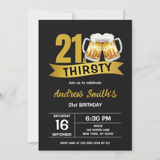 21 & THIRSTY-21ST BIRTHDAY INVITATION (Front)