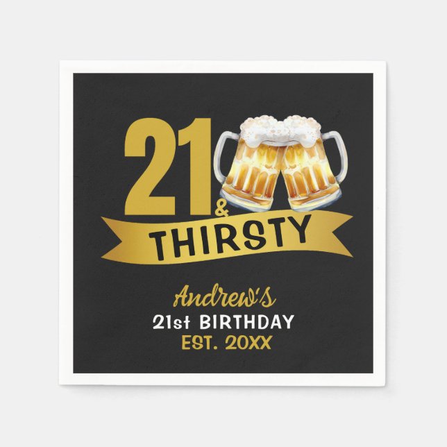 21 & THIRSTY-21ST BIRTHDAY INVITATION NAPKIN (Front)