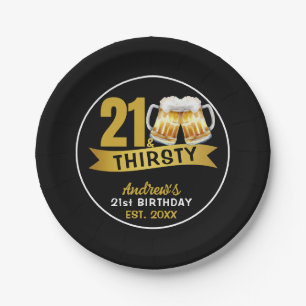 21 & THIRSTY-21ST BIRTHDAY  PAPER PLATE