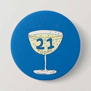 21 Today pin badge blue 21st birthday party