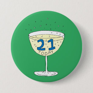 21 Today pin badge Green 21st birthday party 