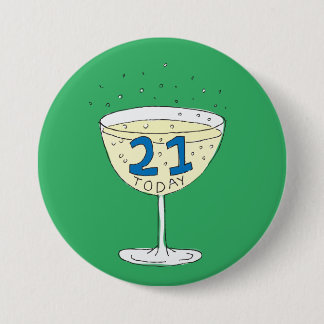 21 Today pin badge Green 21st birthday party