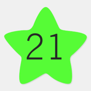 21 Twenty One Neon Green Custom Age Colour 2023  Star Sticker