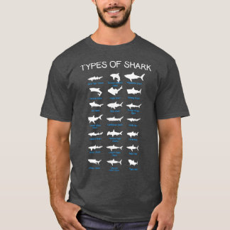 21 Types of Sharks Marine lovers sea biology  T-Shirt