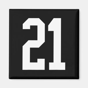 #21 White Number 21 Sports Fan Style Magnet