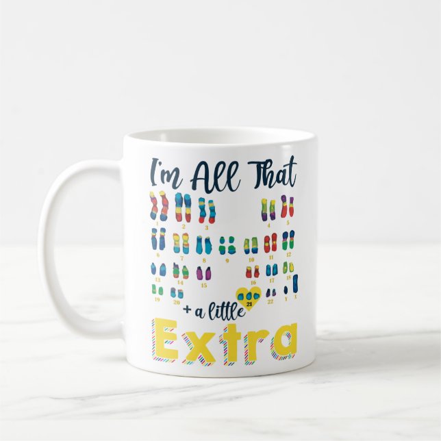 21 Xy Extra Chromosome Boy World Down Syndrome Day Coffee Mug (Left)