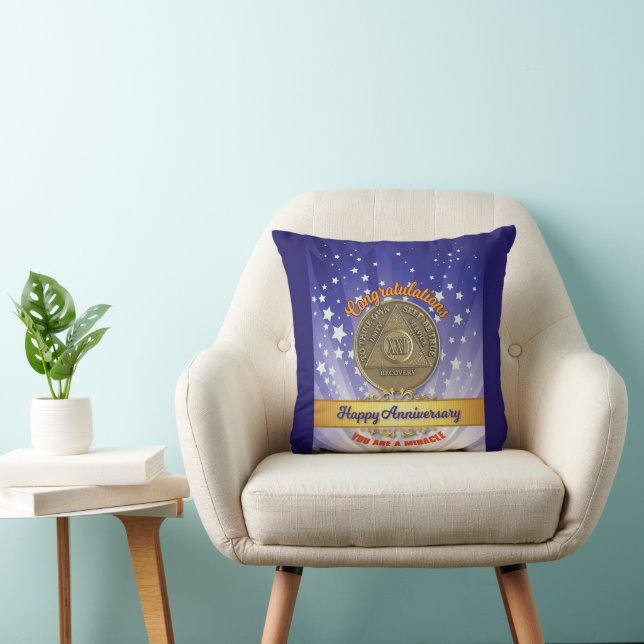 21 Year CUSTOM NAME Sober Anniversary Miracle Cushion (Chair)