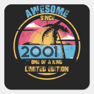 21 Year Old Awesome Since 2001 21st Birthday Square Sticker