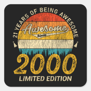 21 Year Old Bday 2000 Awesome Since 21st Birthday Square Sticker