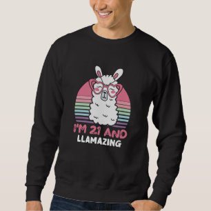 21 Year Old Bday Llamazing 21st Birthday Llama Sweatshirt