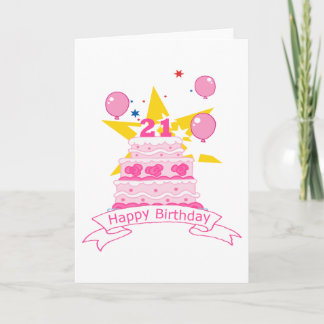 21 Year Old Birthday Cake Card