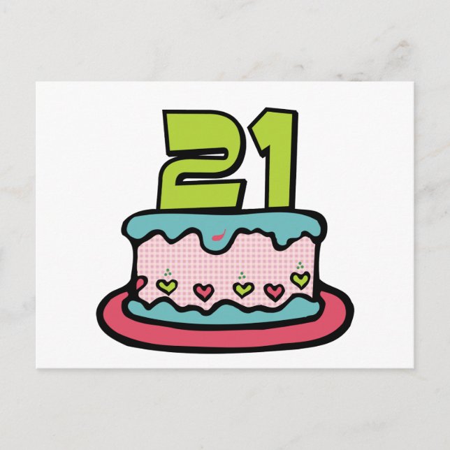 21 Year Old Birthday Cake Postcard (Front)
