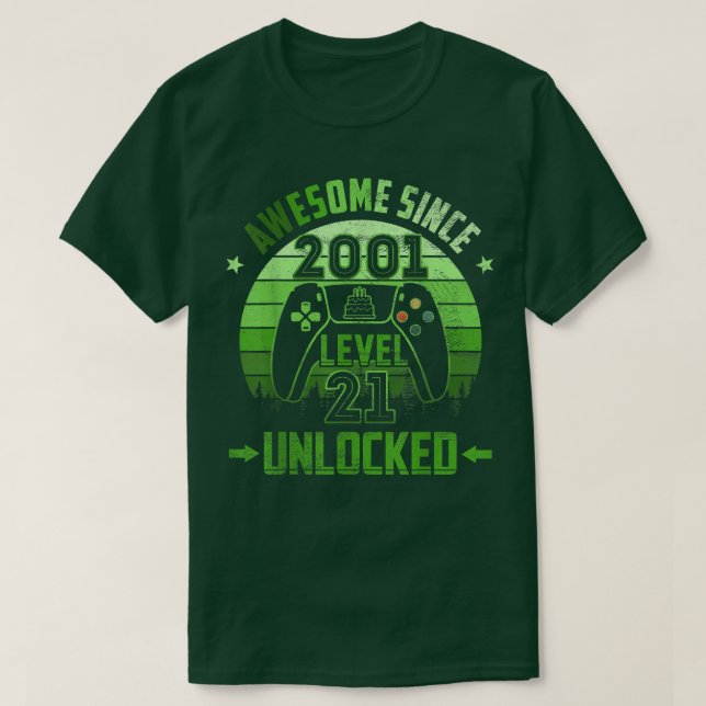 21 Year Old Birthday Unlocked Level 21 Awesome Sin T-Shirt (Design Front)