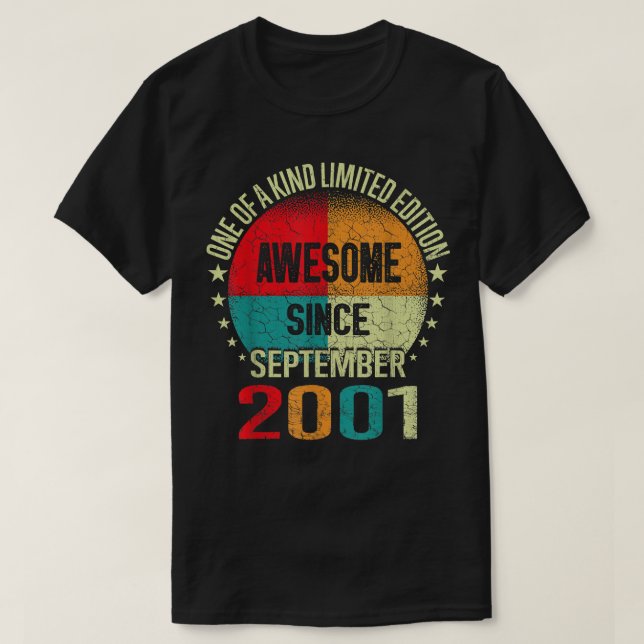 21 Year Old Gifts Awesome Since September 2001 21s T-Shirt (Design Front)