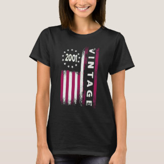 21 Year Old  Vintage 2001 American Flag 21st Birth T-Shirt