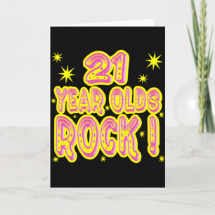 21 Year Olds Rock! (Pink) Greeting Card