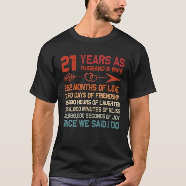 21 Years As Husband T-Shirt (Front)