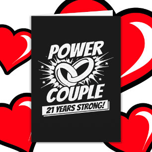 21 Years Comic Super Power Couple 21st Anniversary Card