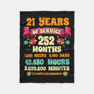 21 Years Of Service 21st Year Work Anniversary For Fleece Blanket