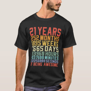 21 Years Old 21Th Birthday Vintage Months Days Ret T-Shirt
