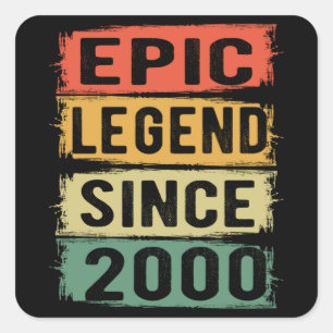 21 Years Old Bday 2000 Epic Legend 21st Birthday Square Sticker