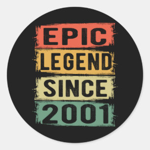 21 Years Old Bday 2001 Epic Legend 21st Birthday Classic Round Sticker