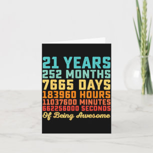 21 Years Old Birthday Quote Funny 21st B-Day Math Card