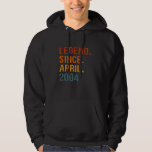 21 Years Old Legend Since April 2004 21st Birthday Hoodie<br><div class="desc">21 Years Old Legend Since April 2004 21st Birthday Vintage</div>